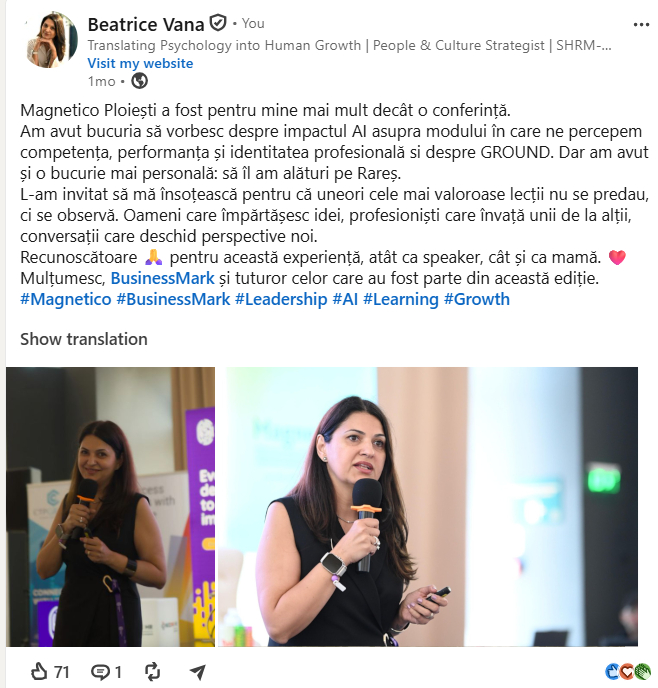 Beatrice Vana – Magnetico Ploiești / Business Mark